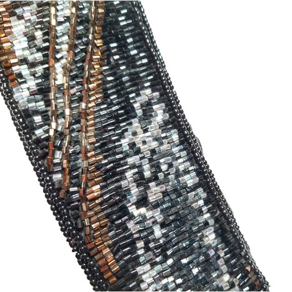 Vintage Beaded Silk Belt size 16 Heavily Formal Dressy Prom Wedding Glass? Beads main image 8